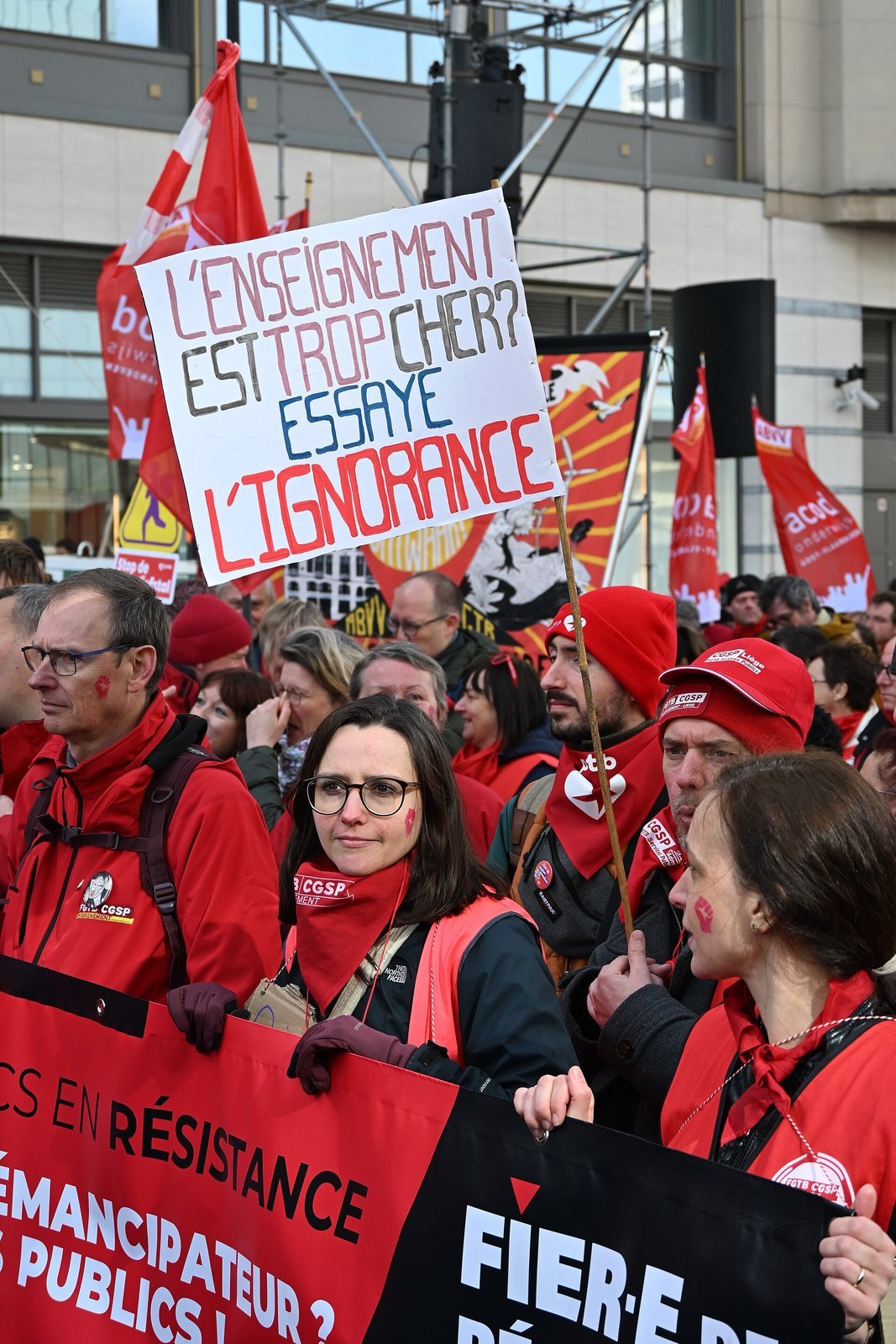 demonstration against the De Wever government in Brussels, 12 March 2026 (illustrative).