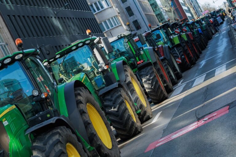 Tractors at a farmers' protest in Brussels