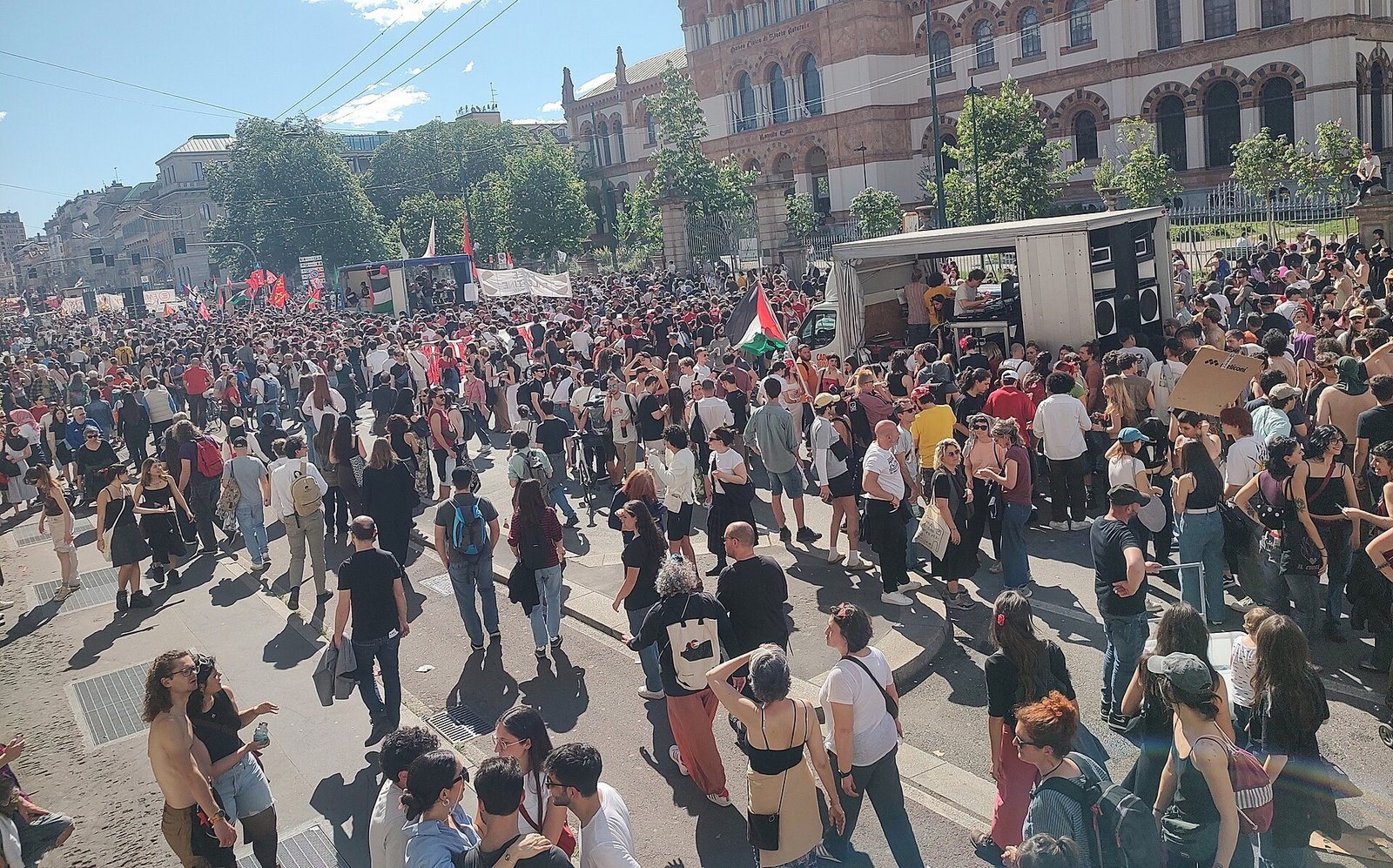 a street demonstration in Milan, 25 April 2025 (illustrative, not from 24 October 2026).